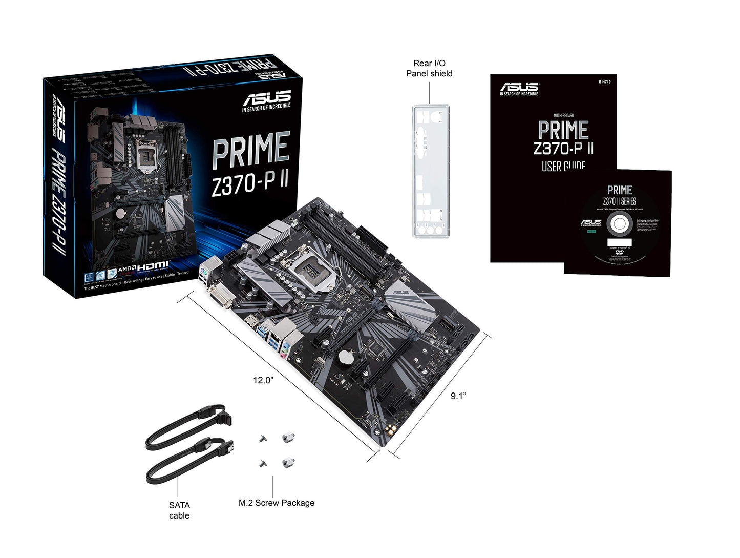 Asus Prime Z370-P II GA1151 (Intel 9th Gen) DDR4 HDMI DVI M.2 Z370 II ATX Motherboard with Gigabit LAN and USB 3.1