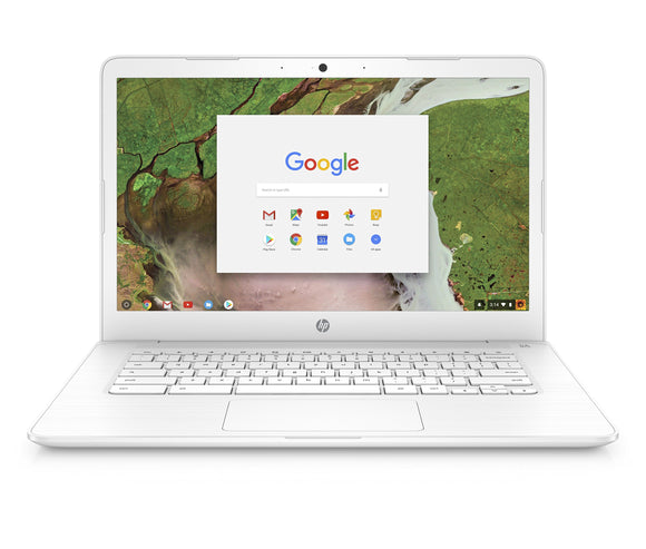 HP Chromebook 14-inch Laptop with 180-degree Hinge, Intel Celeron N3350 Processor, 4 GB RAM, 32 GB eMMC Storage, Chrome OS (14-ca050nr, White)