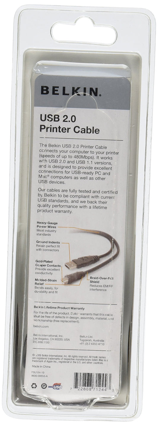 USB A/b Device Cable * A/B;10'
