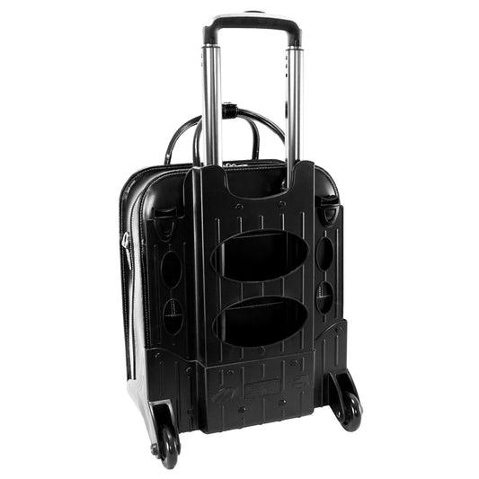 McKlein 96495 USA la Grange 15" Leather Vertical Patented Detachable -Wheeled Ladies' Laptop Briefcase Black