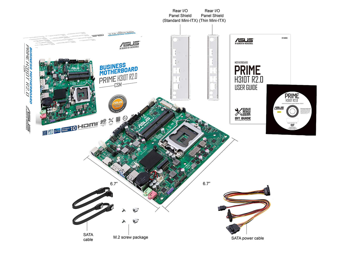 ASUS LGA1151 (300 Series) DDR4 M.2 DP HDMI LVDS Thin mITX Motherboard Motherboards Prime H310T R2.0/CSM