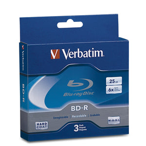Verbatim BD-R 25GB 6X Blu-ray Recordable Media Disc - 3 Disc Jewel Case Box