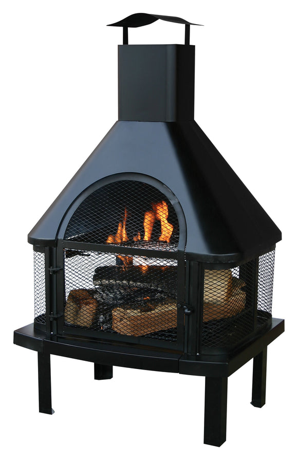 Uniflame Firehouse with Chimney, Black
