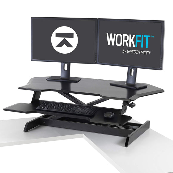 Ergotron - WorkFit Corner Standing Desk Converter - for Tabletops - 45 Inches, Black
