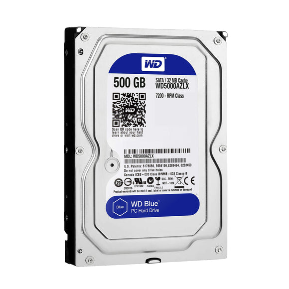 WD Blue 500GB Desktop Hard Disk Drive - 7200 RPM Class SATA 6Gb/s 32MB Cache 3.5 Inch - WD5000AZLX