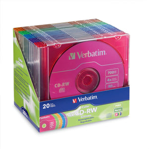 Verbatim 700 MB 2x-4x DataLifePlus Color Rewritable Disc CD-RW Slim Case