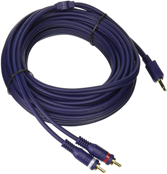 C2G 40616 Velocity One 3.5mm Stereo Male to Two RCA Stereo Male Y-Cable, Blue (25 Feet, 7.62 Meters)