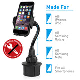 Macally Car Cup Holder Phone Mount with Longer Neck and 360 Rotatable Cradle for iPhone X XS Max XR 8 Plus 7 7Plus 6s 6 Se, Samsung Galaxy S8 S7 Edge S6 Note 5, Smartphones, GPS etc.(MCUPXL)