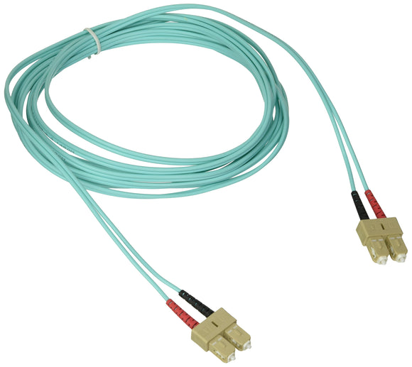 C2G 33060 OM3 Fiber Optic Cable - SC-SC 10Gb 50/125 Duplex Multimode PVC Fiber Cable, Aqua (16.4 Feet, 5 Meters)