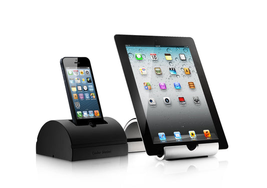 Cooler Master Duo - Two Piece Aluminum Stand and Dock for iPads, iPad Minis and iPhones (R9-TPS-DUOSA-GP)