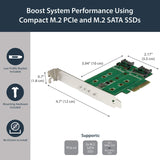 StarTech.com M.2 Adapter - 3 Port - 1 x PCIe (NVMe) M.2 - 2 x SATA III M.2 - SSD PCIE M.2 Adapter - M2 SSD - PCI Express SSD (PEXM2SAT32N1)