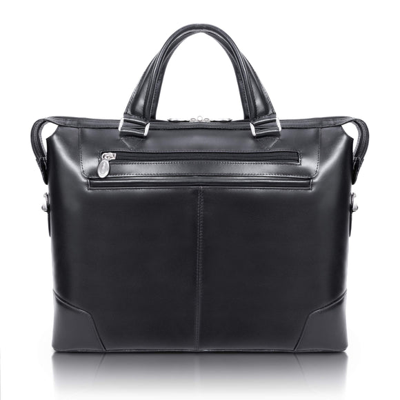 McKlein Arcadia, Top Grain Cowhide Leather, Slim Laptop Briefcase, Black (88765)