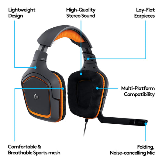Logitech G231 Prodigy Stereo Gaming Headset with Microphone for Game Consoles, PCs, Tablets, Smartphones (981-000625)