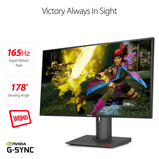 ASUS ROG PG279Q 27" Gaming Monitor WQHD 1440p IPS 165Hz DisplayPort Adjustable Ergonomic EyeCare G-SYNC