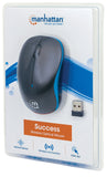 Manhattan Success Wireless Optical Mouse USB, 3 Buttons with Scroll Wheel, 1000 dpi, Blue/Black 179416