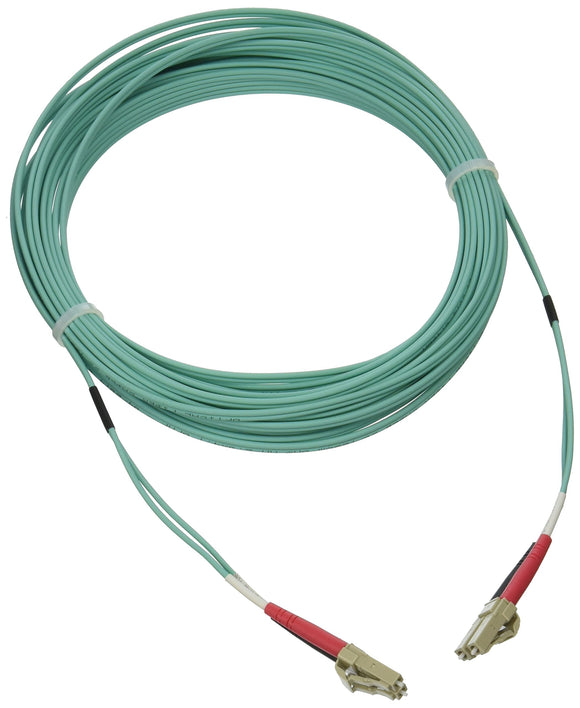 C2G 36240 OM3 Fiber Optic Cable - LC-LC 10Gb 50/125 Duplex Multimode Fiber Cable, Plenum CMP-Rated, Aqua (32.8 Feet, 10 Meters)