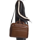 McKlein 86594 USA Springfield 15" Leather Fly-Through Checkpoint-Friendly Laptop Briefcase Brown