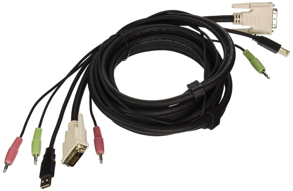 C2G 14180 DVI Dual Link + USB 2.0 KVM Cable with Speaker and Mic, Black (10 Feet, 3.04 Meters)