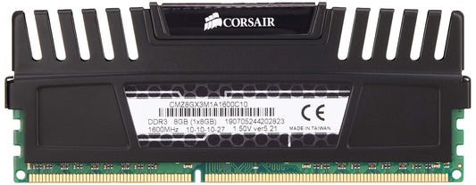 Corsair Vengeance 8GB, 1x8GB, DDR3 1600 MHz PC3 12800 Desktop Memory (CMZ8GX3M1A1600C10)