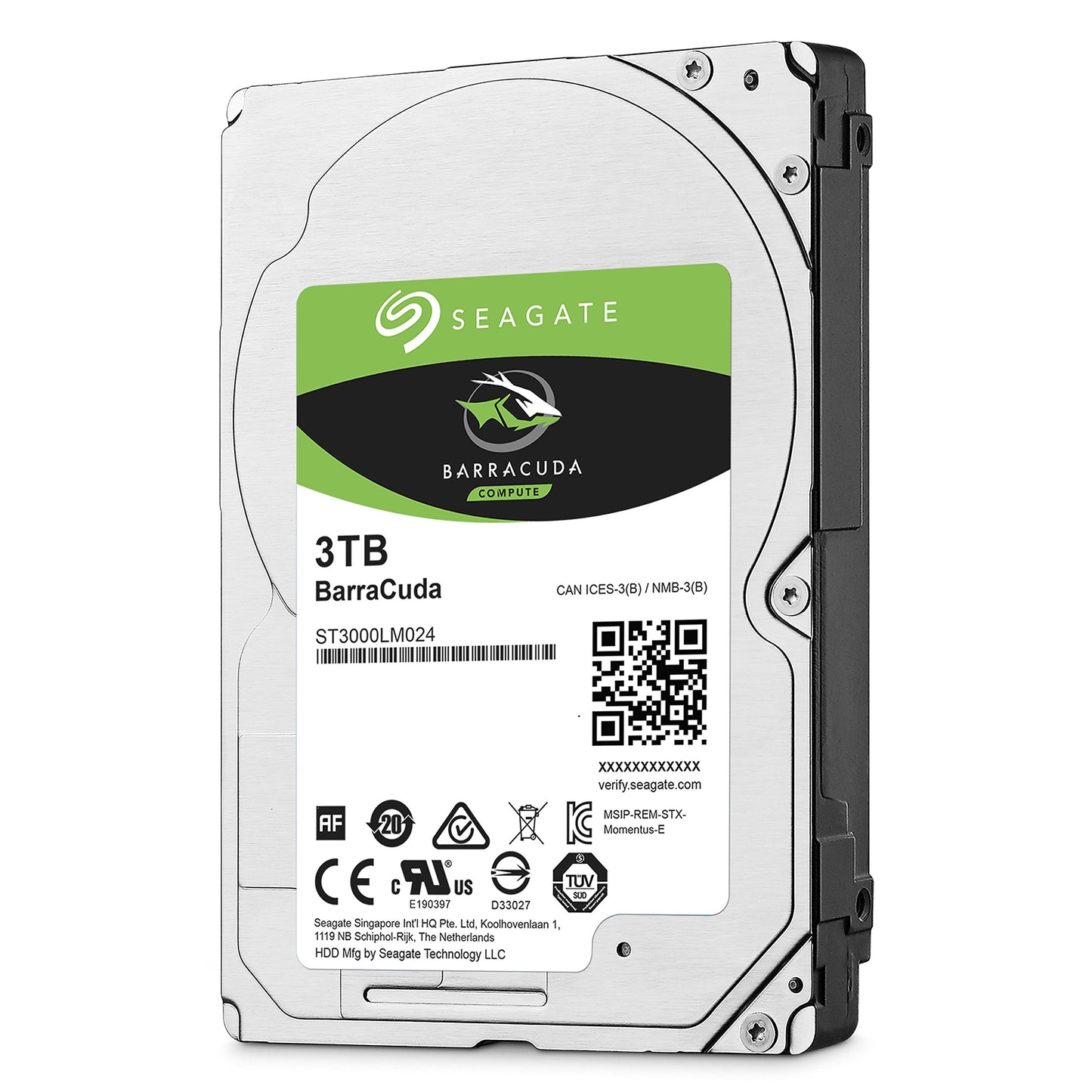 Seagate BarraCuda 3TB Internal Hard Drive HDD - 2.5 Inch SATA 6Gb/s 5400 RPM 128 MB Cache for Computer Desktop PC (ST3000LM024)
