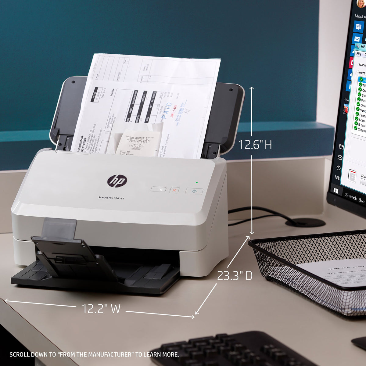 Refurbished HP ScanJet Pro 3000 s3 Sheet-feed OCR Scanner(L2753A#BGJ)