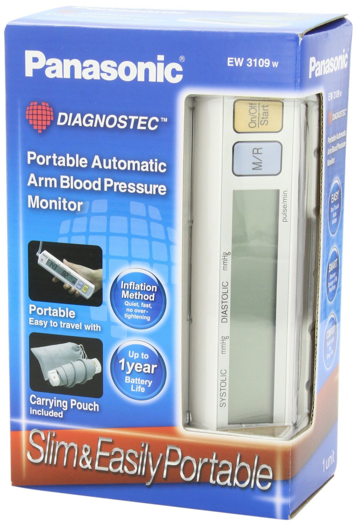 Panasonic EW3109W Portable Upper Arm Blood Pressure Monitor White/Grey