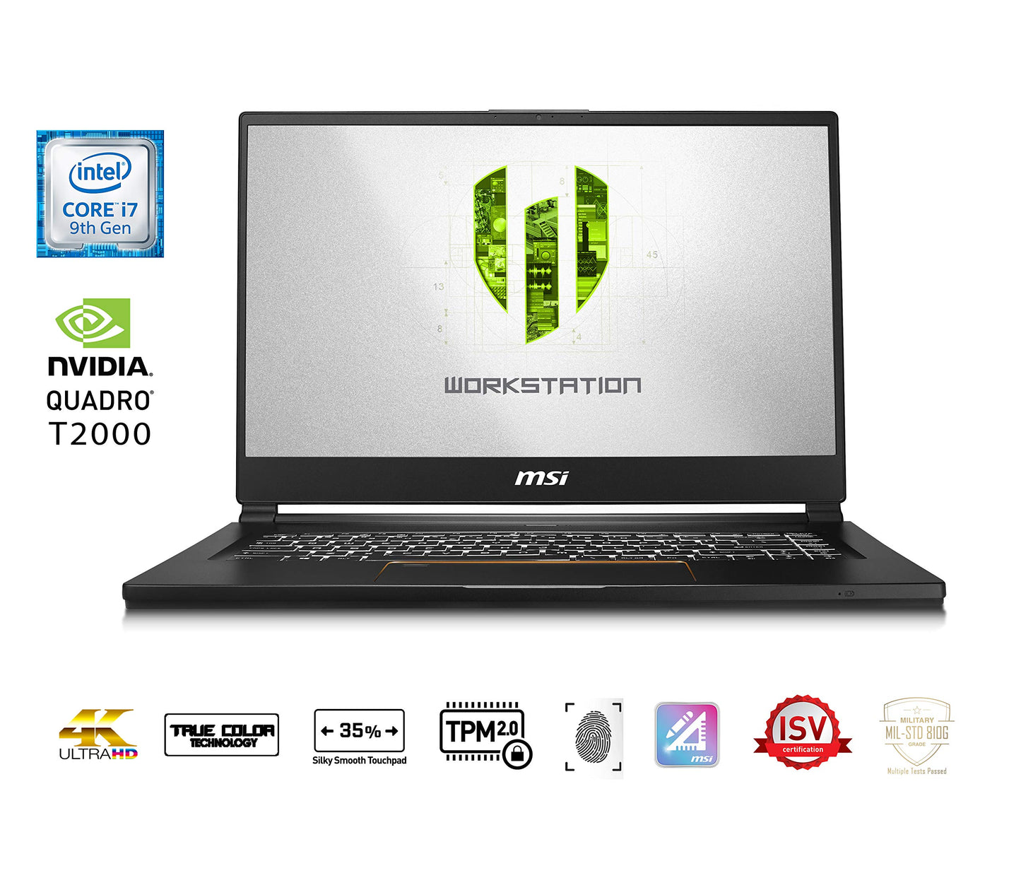 MSI WS65 9TJ-014CA 15.6" FHD Thin and Light Mobile Workstation Intel Core i7-9750H Quadro T2000 16GB 512GB NVMe SSD Win10 Pro, Black