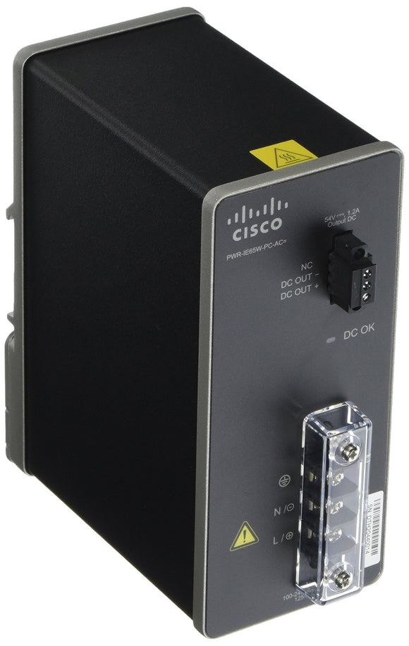 Cisco PWR-IE65W-PC-AC= AC-DC Power Module for POE Solution Power Adapter, DIN Rail Mountable, Black