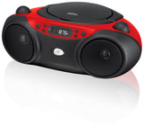 GPX Portable Top-Loading CD Boombox with AM/FM Radio and 3.5mm Line in for MP3 Device - Red/Black