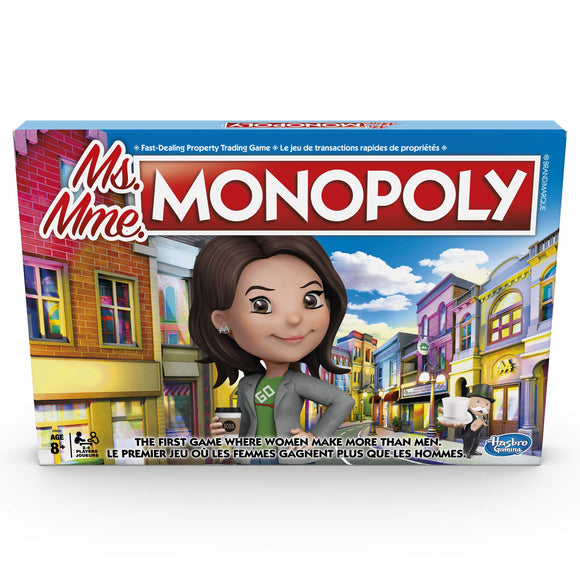 Hasbro Ms. Monopoly Board Game; First Game Where Women Make More Than Men; Features Inventions by Women; Game for Families and Kids Ages 8 and Up