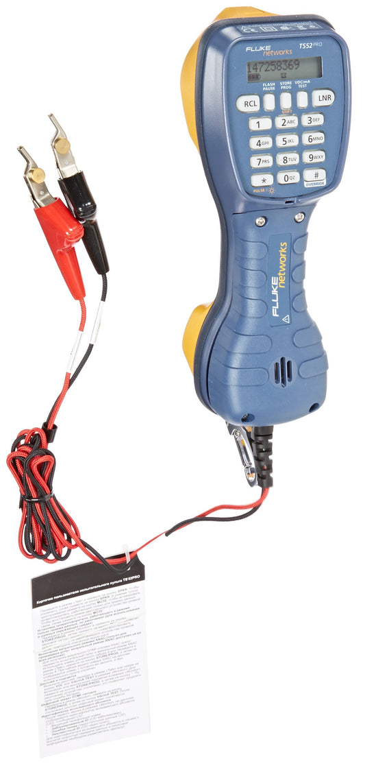 Fluke Networks 52801RJ9 TS52 PRO Telephone Test Set with Angled Bed-of-Nails, Piercing Pin Clips and RJ11 Plug
