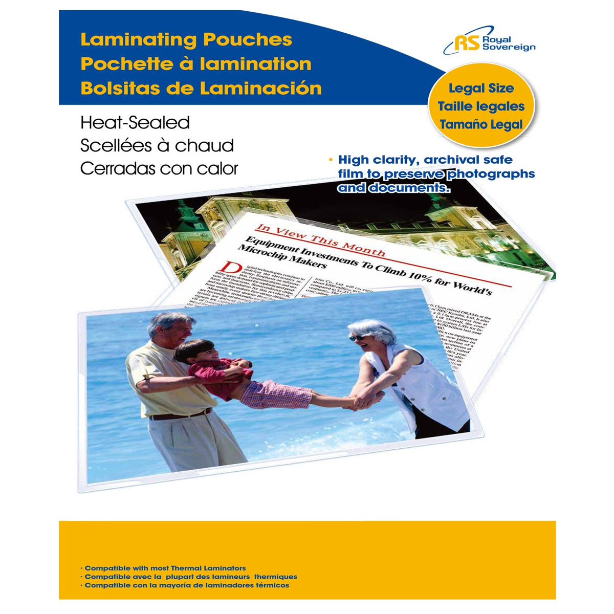 Royal Sovereign Thermal Laminating Pouches, 5 Mil, Legal Size 14.25" x 8.75" Inches, Clear Gloss, 100 Pouches (RF05LEGL0100)