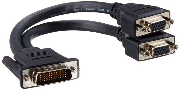 C2G 38065 One LFH-59 (DMS-59) Male to Two VGA (HD15) Female Cable, Black (9 Inches)