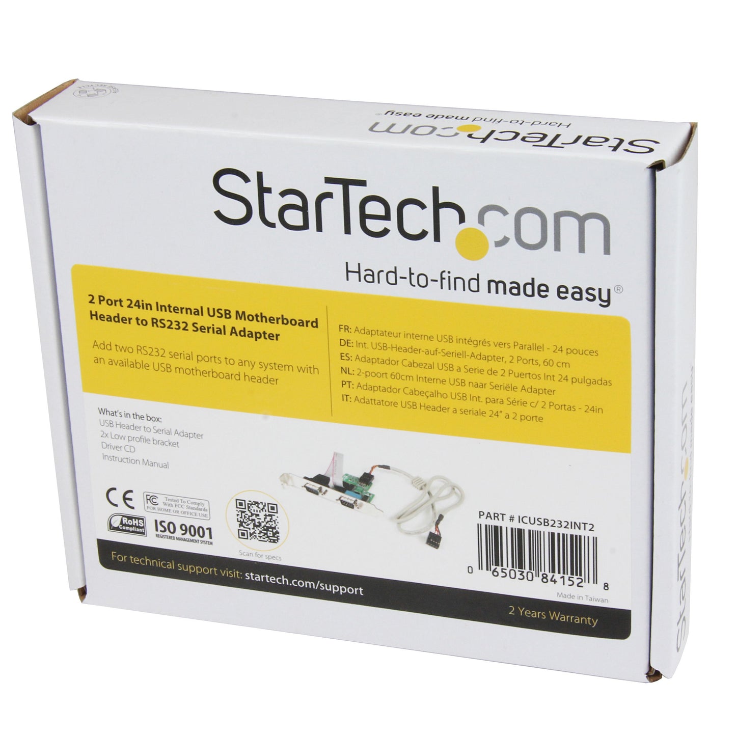 StarTech.com Motherboard Serial Port - Internal - 2 Port - Bus Powered - FTDI USB to Serial Adapter - USB to RS232 Adapter (ICUSB232INT2)