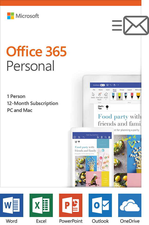 Microsoft Office 365 Personal 1 Year | PC or Mac Key Card (Packaging May Vary)