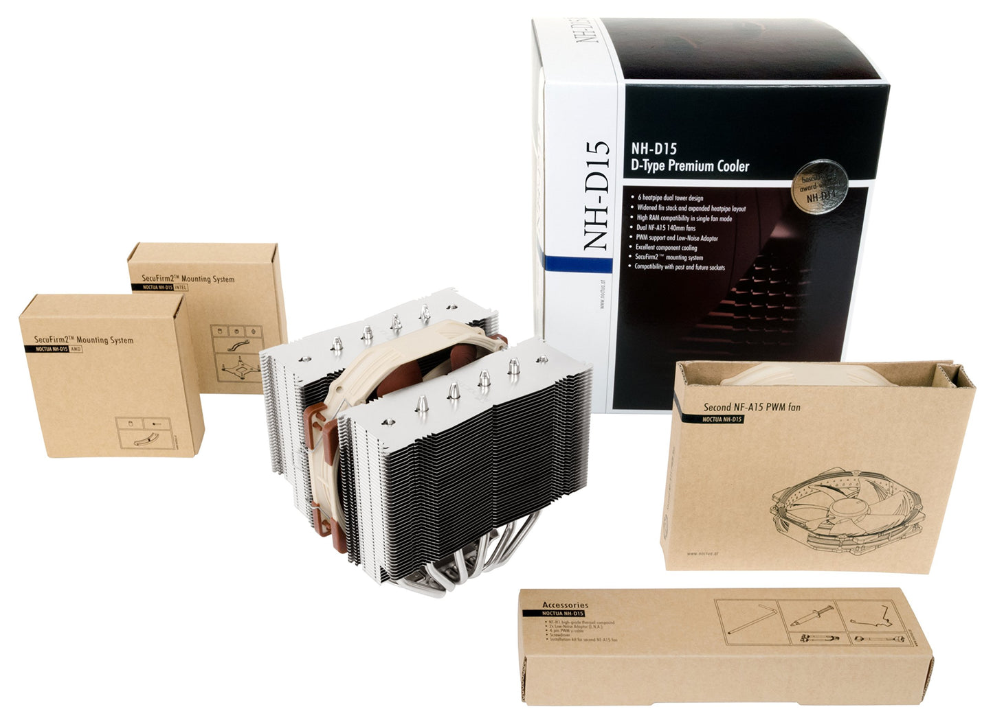 Noctua NH-D15, Premium CPU Cooler with 2x NF-A15 PWM 140mm Fans