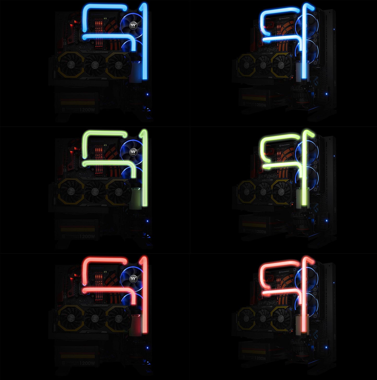 Thermaltake Pacific RGB LED 6-Pack PETG G 1/4" Thread 16mm OD 12mm ID Fitting Kit Cooling - CL-W133-CU00BL-A