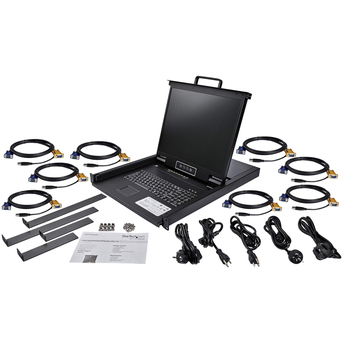 StarTech.com RKCONS1908K Rackmount 1U 8 Port VGA KVM Console, 19" Screen