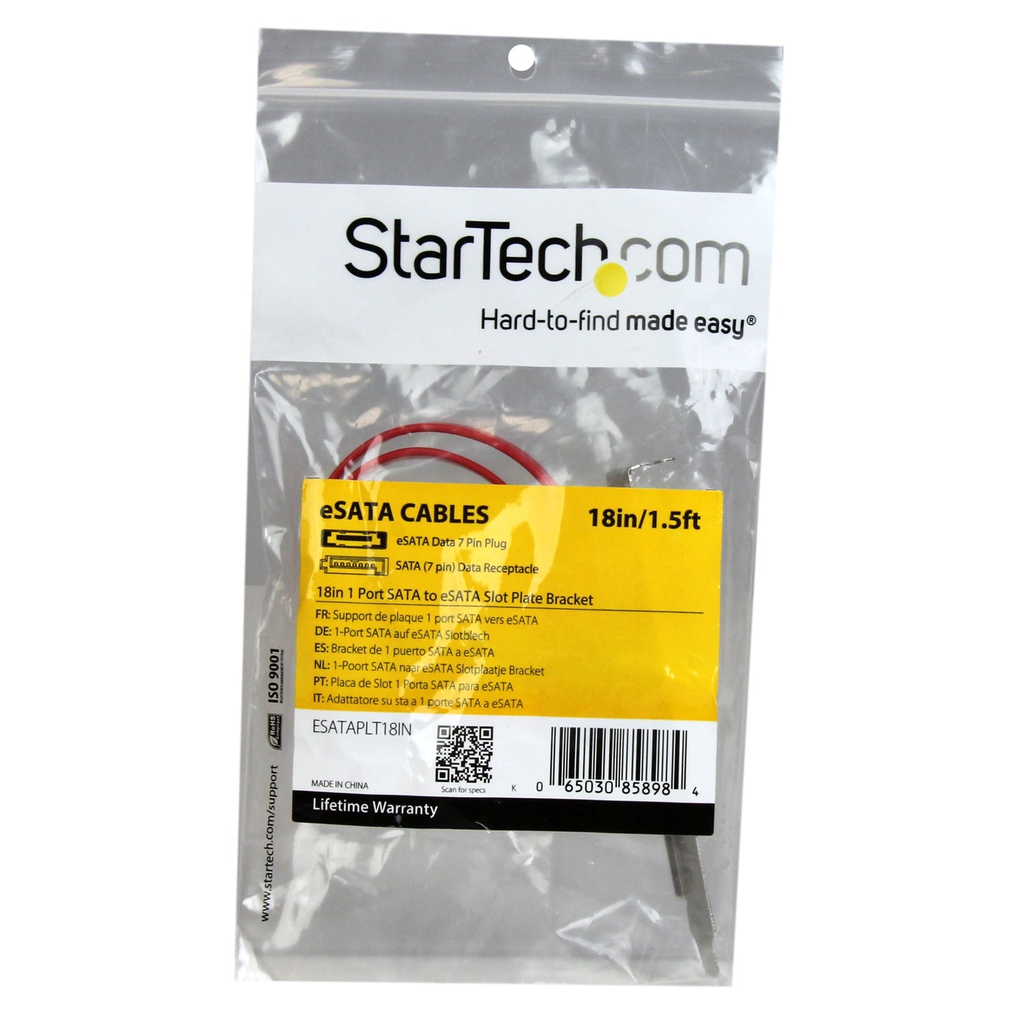 StarTech.com 18in 1 Port SATA to eSATA Plate Adapter - External SATA Plate - 6Gbps eSATA Port - Internal SATA to eSATA Adapter - 18 inch (ESATAPLT18IN)