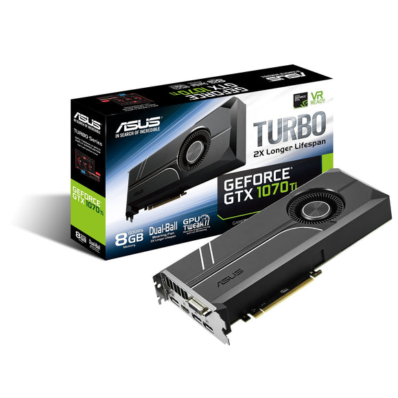 ASUS ASUS GeForce GTX 1070 TI 8GB GDDR5 Turbo Edition VR Ready DP HDMI DVI-D Graphics Card (TURBO-GTX1070TI-8G)