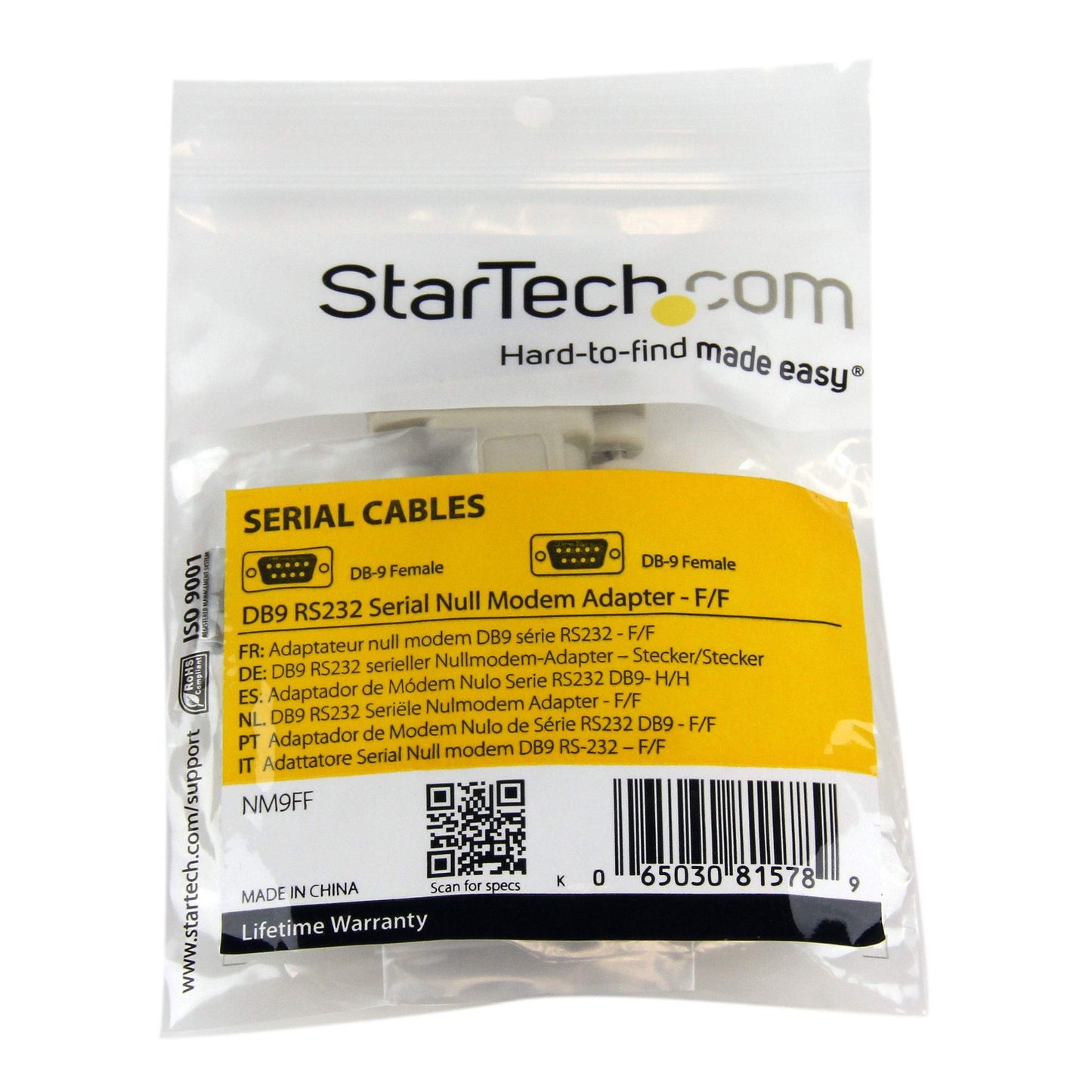 StarTech.com DB9 RS232 Serial Null Modem Adapter - F/F - Null modem adapter - DB-9 (F) to DB-9 (F) - NM9FF