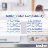 Brother Printer BRTTN880 TN880 Original Cartridge-Black-Ea Toner