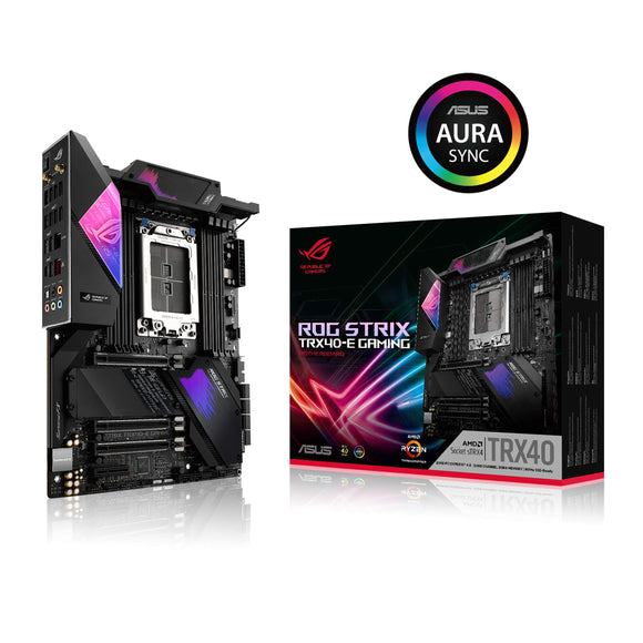 ASUS ROG Strix TRX40-E Gaming AMD 3rd Gen AMD Ryzen Threadripper sTR4 ATX Motherboard with 16 Power Stages, onboard WiFi 6 802.11AX, 2.5Gbps, USB 3.2 Gen2, 3X M.2, OLED and Aura Sync RGB Lighting