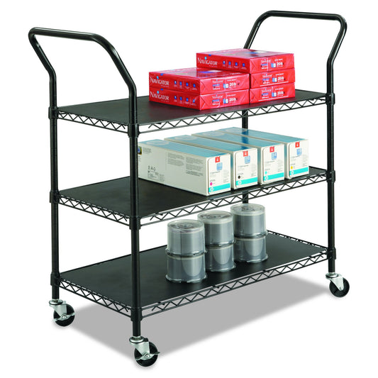 Safco Products Products 3-Shelf Wire Utility Cart, Black (5338BL)