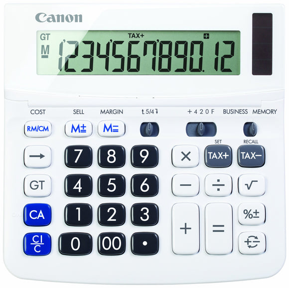 Canon WS-220TSG Desktop 12 digit Calculator with Tax and Cost/Sell/Margin Calculations, White - 9607B001