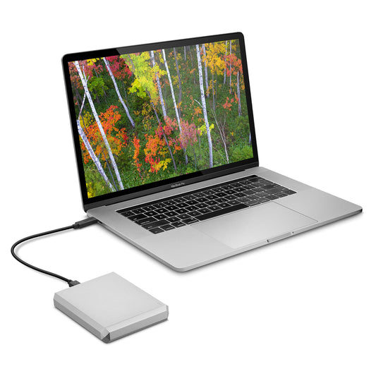LaCie Mobile Drive 5TB External Hard Drive Portable HDD - Moon Silver USB-C USB 3.0 Thunderbolt 3, for Mac and PC Desktop, 1 Month Adobe CC (STHG5000400)