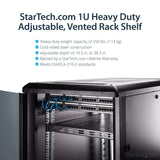 StarTech.com 1U Adjustable Vented Server Rack Mount Shelf - 250lbs - 19.5 to 38in Deep Universal Tray for 19" AV/ Network Equipment Rack (ADJSHELFHDV)