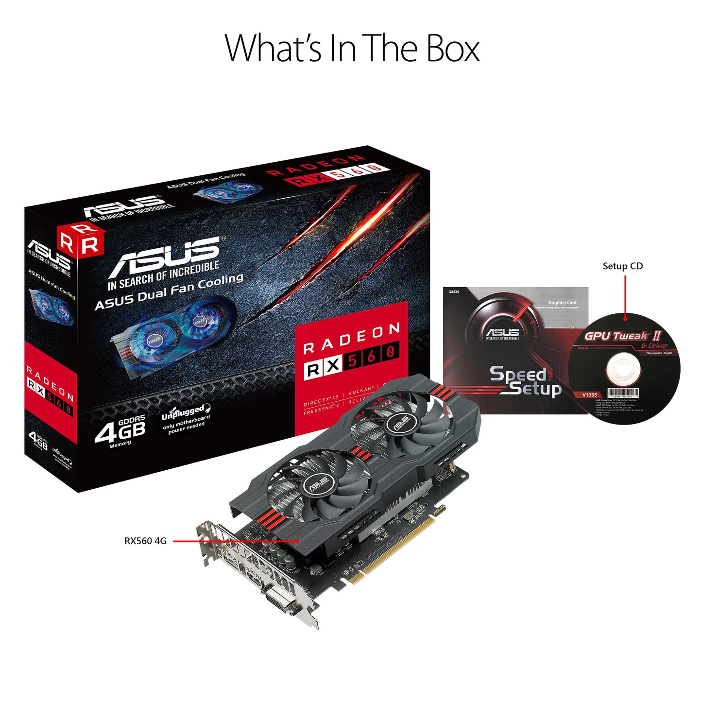 ASUS ROG Strix Radeon RX 560 16CU 4GB Gaming GDDR5 DP HDMI DVI AMD Graphics Card (ROG-STRIX-RX560-4G-GAMING)