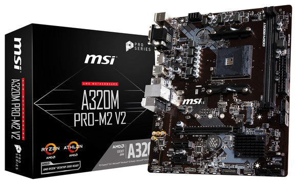 MSI ProSeries AMD A320 Ryzen 1st and 2ND Gen AM4 DDR4 HDMI DVI VGA M.2 USB 3 Micro-ATX Motherboard (A320M PRO-M2 V2)