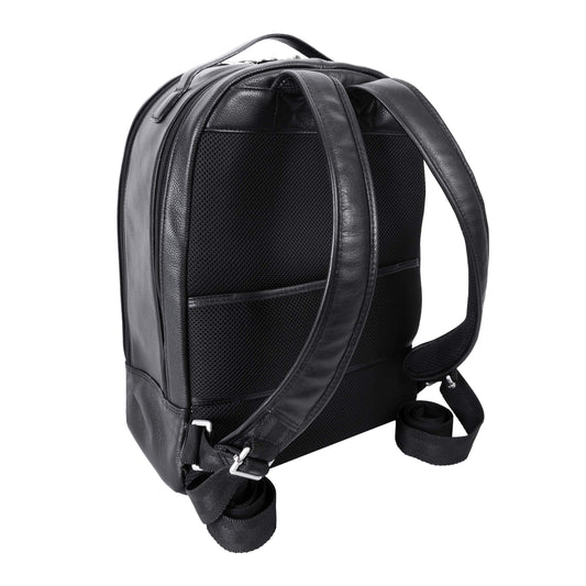 McKlein Pebble Grain Calfskin Leather, Dual Compartment Laptop Backpack, Black (88555)